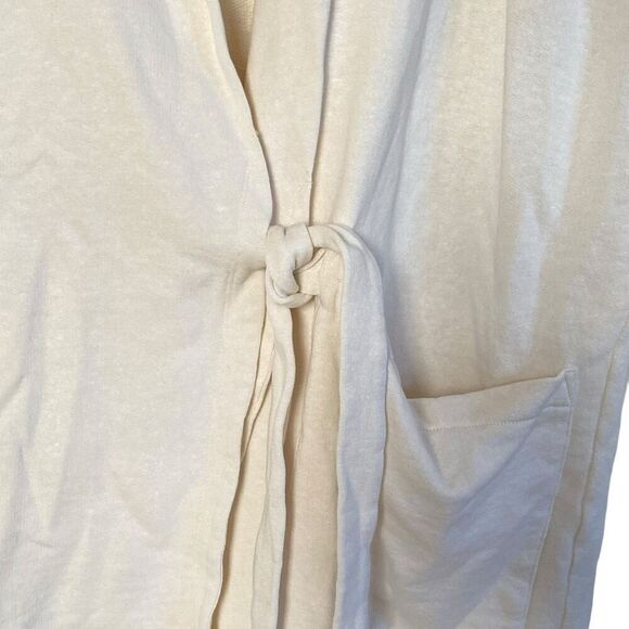 Eileen Fisher Ecru Oversized Cotton Terry Side Tie Kimono Wrap Jacket Large - Picture 9 of 15